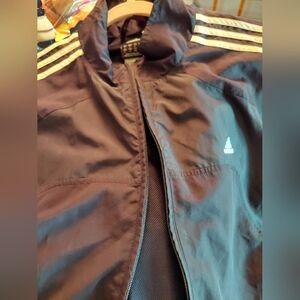 Adidas Black WindbreakerJacket Size Large with White Stripe. Pre-owned EUC